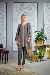 DA-2000 GREY EMBROIDERED KURTA WITH DUPATTA